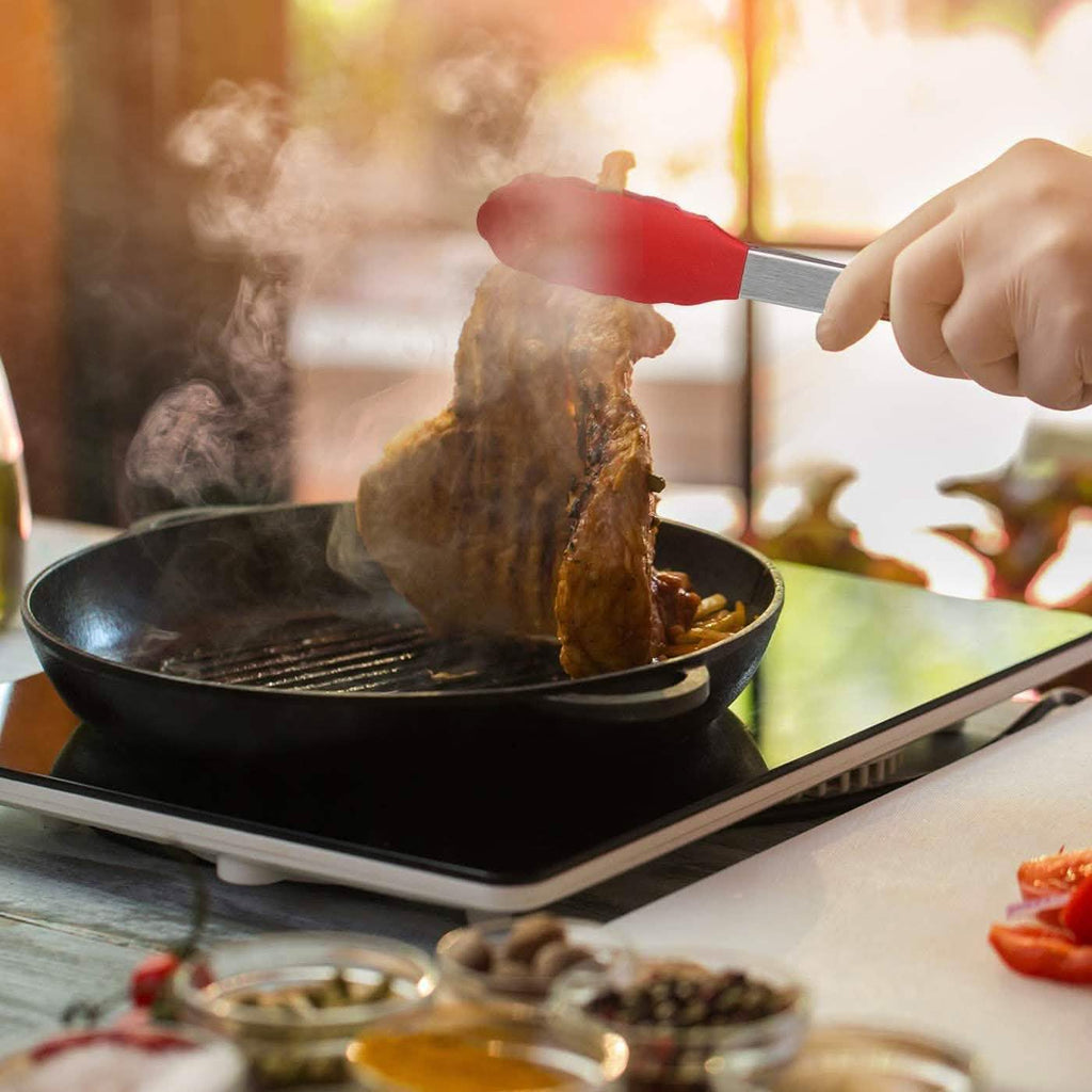 4-Pack: Kaluns Kitchen Tongs for Cooking with Silicone Spatula