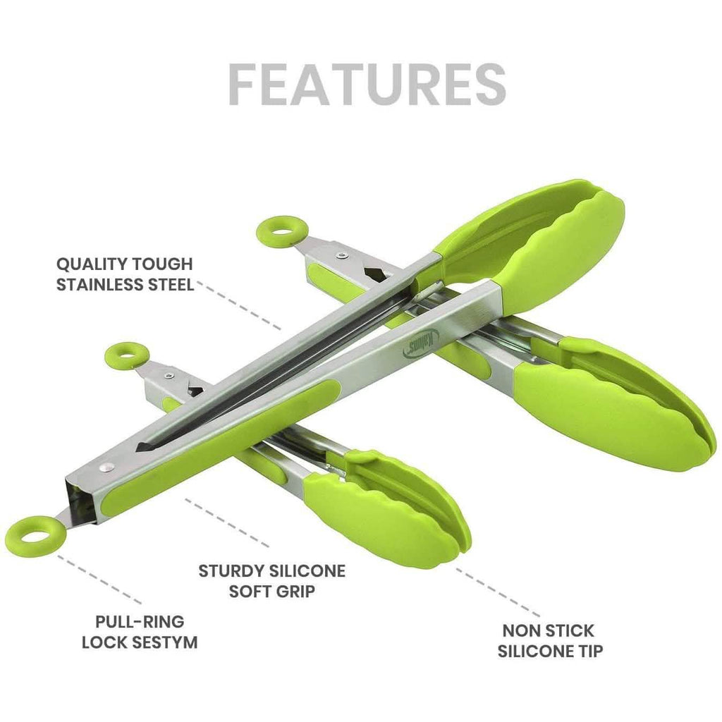 4-Pack: Kaluns Kitchen Tongs for Cooking with Silicone Spatula