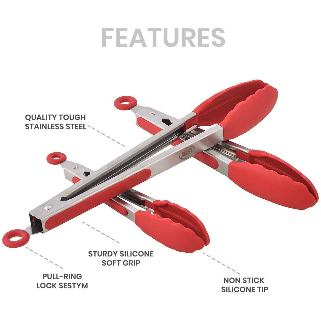 4-Pack: Kaluns Kitchen Tongs for Cooking with Silicone Spatula